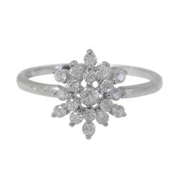 Sterling Silver Snowflake Ring w/Clear Cubic Zirconias